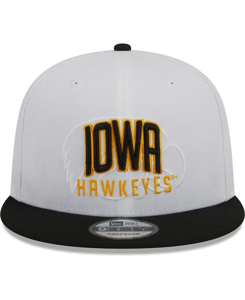 Men's New Era White and Black Iowa Hawkeyes Two-Tone Layer 9FIFTY Snapback Hat