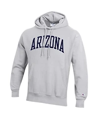 Men's Champion Heathered Gray Arizona Wildcats Team Arch Reverse Weave Pullover Hoodie