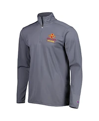 Men's Champion Gray Iowa State Cyclones Textured Quarter-Zip Jacket