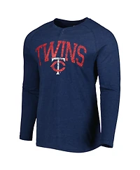 Men's Concepts Sport Heather Navy Minnesota Twins Inertia Raglan Long Sleeve Henley T-shirt