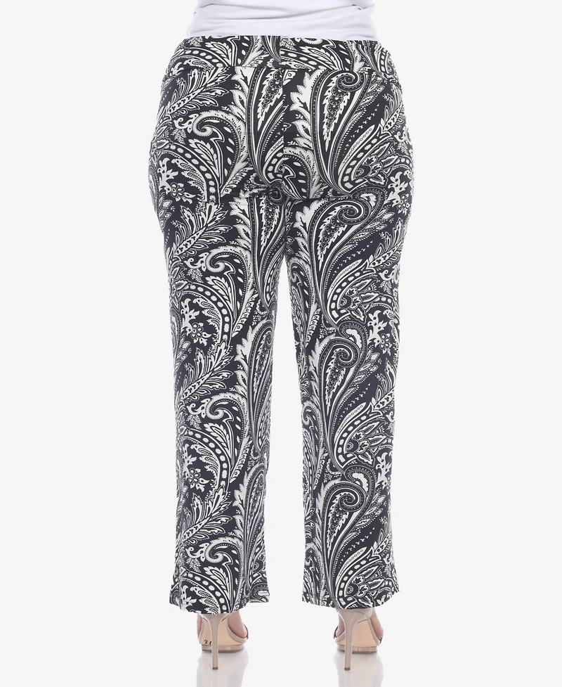 White Mark Plus Size Printed Wide Leg Palazzo Pants