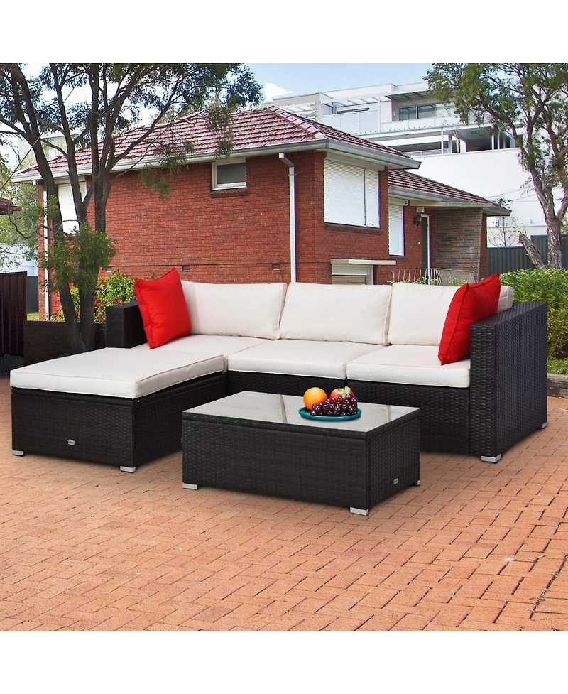 Outsunny 5 Piece Patio Wicker Furniture Set