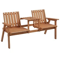 Outsunny Wooden Garden Bench with Umbrella Hole & Middle Table, Outdoor Loveseat with Weather-Fighting Material 2 Person Chair for Garden, Patio, Balc