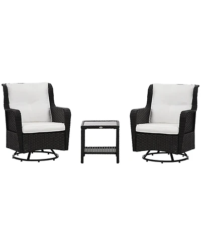 Outsunny Patio Bistro Set, Rocking & 360° Rotation, Porch Furniture,