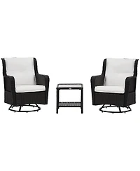 Outsunny Patio Bistro Set, Rocking & 360° Rotation, Porch Furniture,