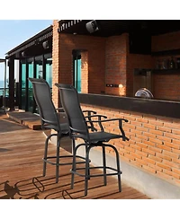 Outsunny Set of 2 Outdoor Swivel Bar Stools for Backyard Balcony Poolside