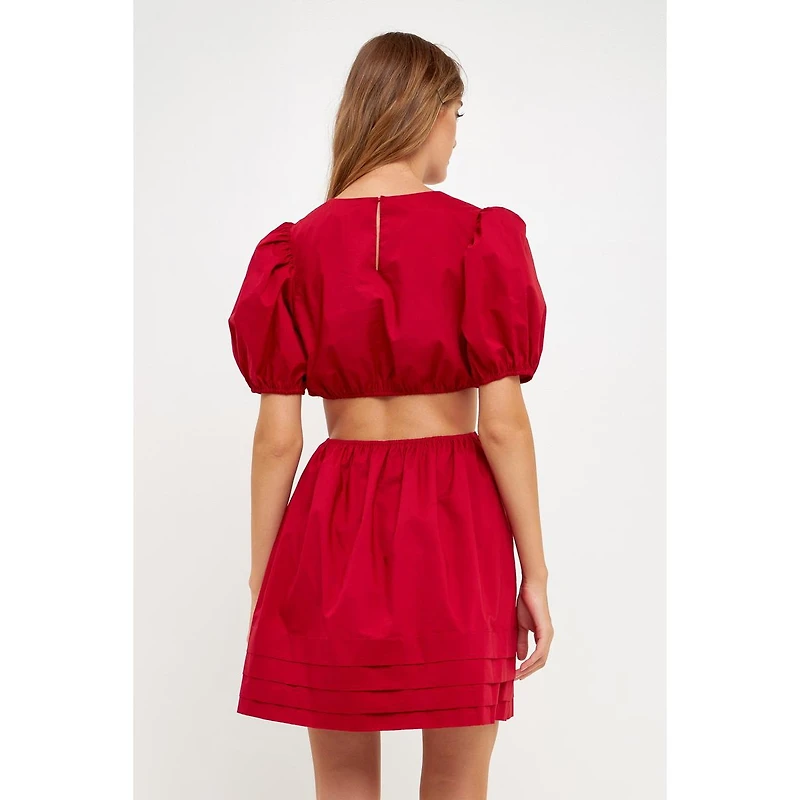 English Factory Women's Pleats with Cut-out Detail Mini Dress