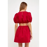 English Factory Women's Pleats with Cut-out Detail Mini Dress