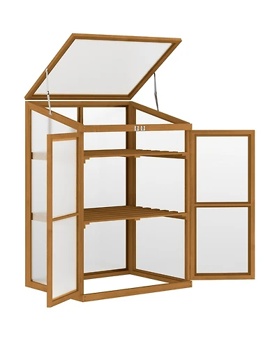 Outsunny Fir Wood Garden Planter house w/ Panels, Shelves,