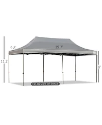 Outsunny 10' x 20' Pop Up Canopy Tent with Sidewalls, Instant Tents for Parties with Wheeled Carry Bag, Height Adjustable, for Outdoor, Garden, Patio,