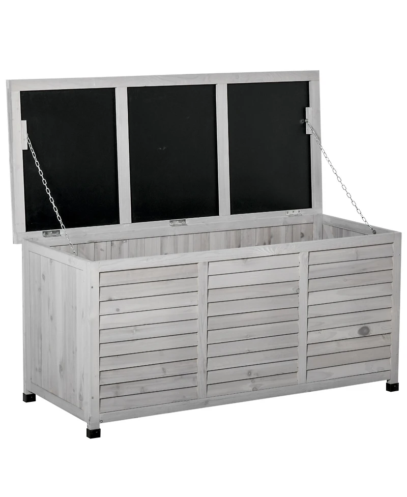 Outsunny 50" x 22" Woden Outdoor Storage Deck Box with Large Open Space