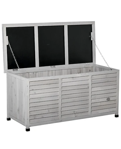 Outsunny 50" x 22" Woden Outdoor Storage Deck Box with Large Open Space