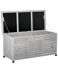 Outsunny 50" x 22" Woden Outdoor Storage Deck Box with Large Open Space