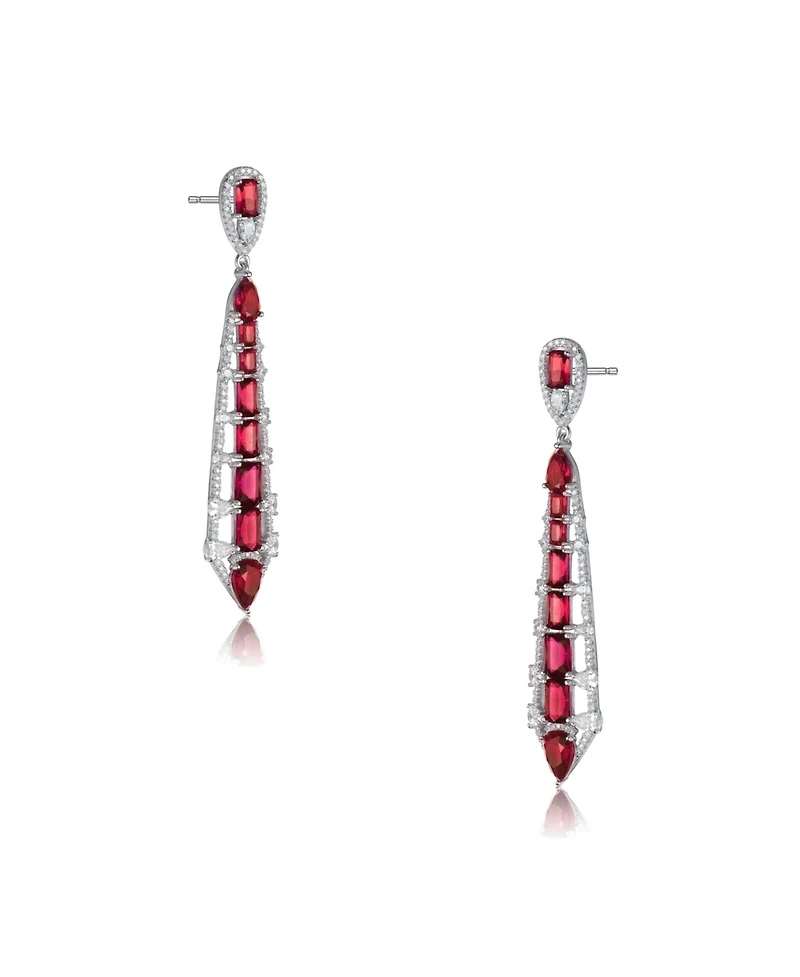 Sterling Silver and Cubic Zirconia Ladder Style Dangle Earrings
