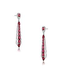 Sterling Silver and Cubic Zirconia Ladder Style Dangle Earrings