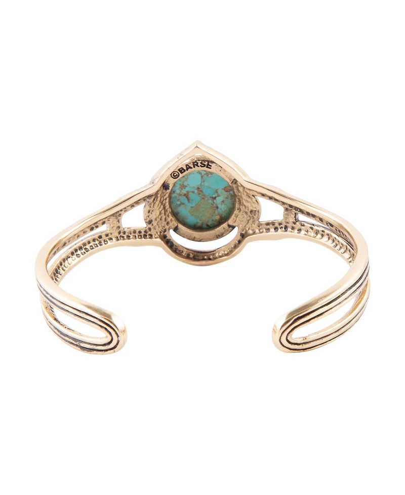 Barse Phoenix Genuine Blue Turquoise Oval Cuff Bracelet