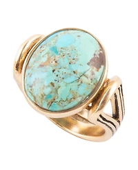 Barse Phoenix Genuine Blue Turquoise Oval Ring