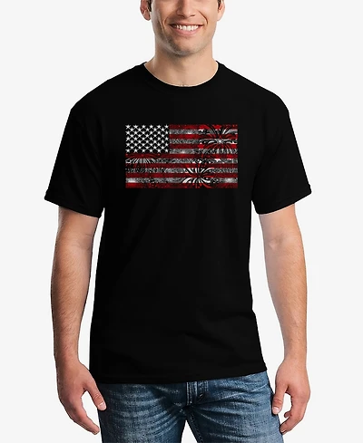 La Pop Art Men's Word Fireworks American Flag T-shirt