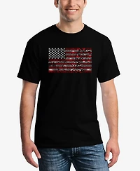 La Pop Art Men's Word Fireworks American Flag T-shirt