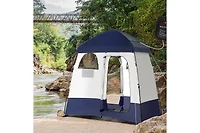 Outsunny Two Room Pop Up Shower Tent w/ Shower Bag, Floor & Carry Bag,