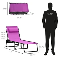Outsunny Outdoor Folding Chaise Lounge Chair Portable Lightweight Reclining Garden Sun Lounger with 4-Position Adjustable Backrest for Patio, Deck, an
