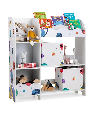 Kids Toy and Book Organizer Children Wooden Storage Cabinet