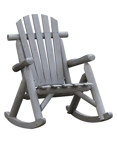 Outsunny Outdoor Adirondack Style Wooden Rocking Chair, Small,