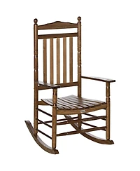 Outsunny Traditional Wooden High-Back Rocking Chair for Porch, Indoor/Outdoor, Brown
