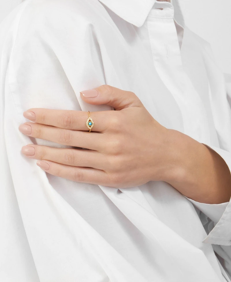 Adornia 14K Gold Plated Evil Eye Ring