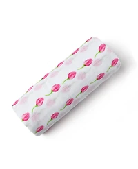 Malabar Baby Baby Gots Certified Organic Cotton Muslin Swaddle, Flower Bud