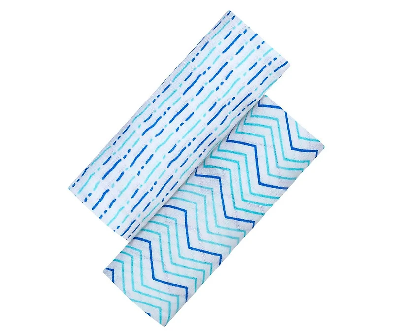 Malabar Baby Baby Gots Certified Organic Muslin Swaddle - Two-Pack Gift Set, Enchanted Garden (Chevron + Dotty)