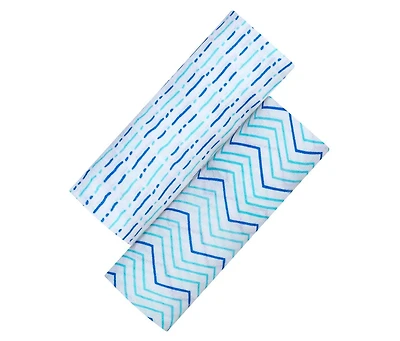 Malabar Baby Baby Gots Certified Organic Muslin Swaddle - Two-Pack Gift Set, Enchanted Garden (Chevron + Dotty)