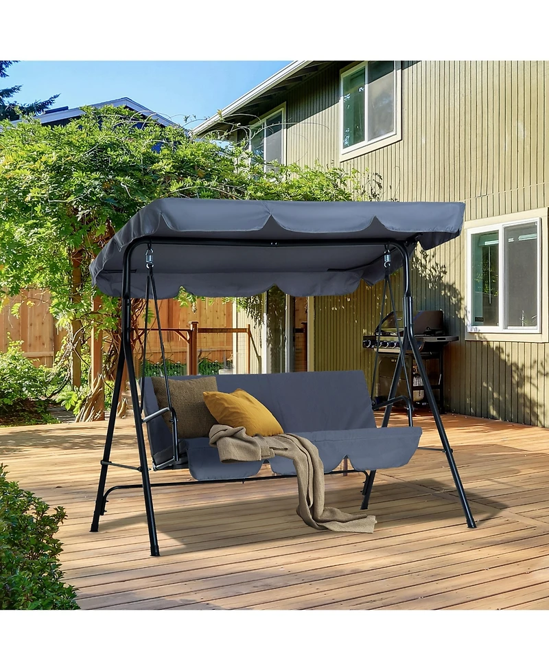 Outsunny Porch Swing Hammock Bench Chair, Steel 3-Seat