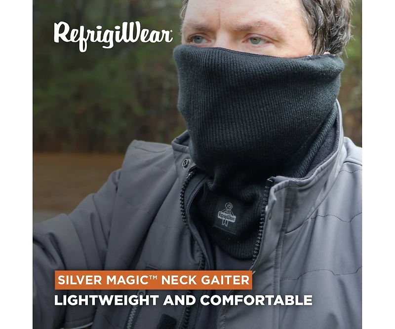 RefrigiWear Men's Silver Magic Neck Gaiter - Knit Face Mask with Smart Silver Lining