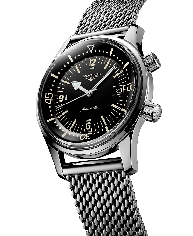Longines Men's Swiss Automatic Legend Diver Stainless Steel Mesh Bracelet Watch 42mm
