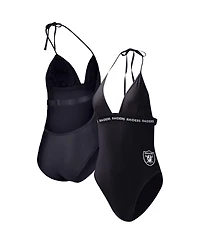 Women's G-iii 4Her by Carl Banks Black Las Vegas Raiders Full Count One-Piece Swimsuit