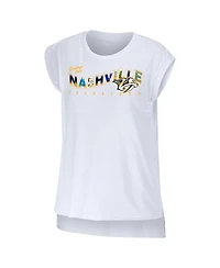 Women's Wear by Erin Andrews White Nashville Predators Greetings From Muscle T-shirt