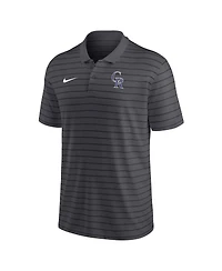Men's Nike Charcoal Colorado Rockies Authentic Collection Victory Striped Performance Polo Shirt