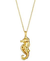 Le Vian Ombre Multi-Gemstone (1/4 ct. t.w.) & Chocolate Ombre Diamond (1/2 ct. t.w.) Seahorse Pendant Necklace in 14k Gold, 18" + 2" extender