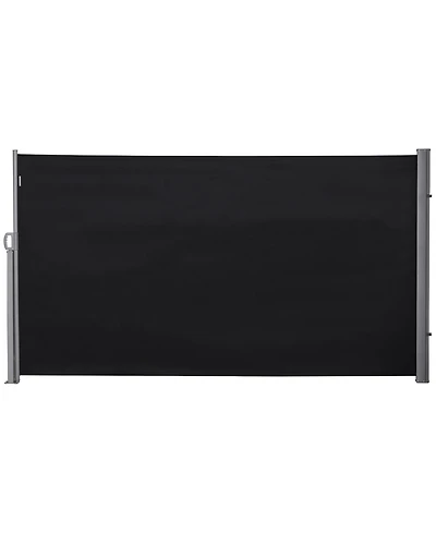 Outsunny Retractable Folding Side Awning Patio Outdoor Privacy Screen with Resistance to Uv Rays & Wind, Black