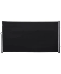 Outsunny Retractable Folding Side Awning Patio Outdoor Privacy Screen with Resistance to Uv Rays & Wind, Black