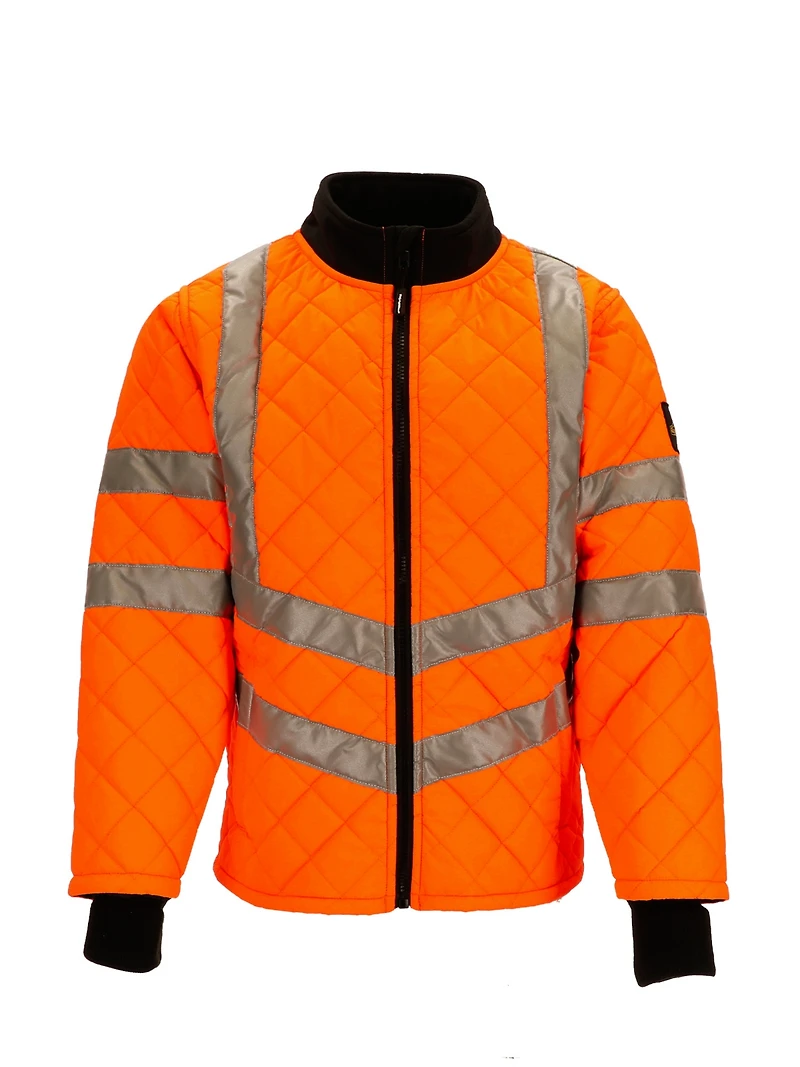 RefrigiWear Big & Tall HiVis Diamond Quilted Jacket - High-Visibility Insulated Work Jacket, Reflective Safety Outerwear