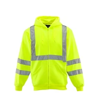 RefrigiWear Men's HiVis Hooded Sweatshirt - High-Visibility, Insulated Work Hoodie, Reflective, Warm, Durable, Cold-Weather Safety Gear