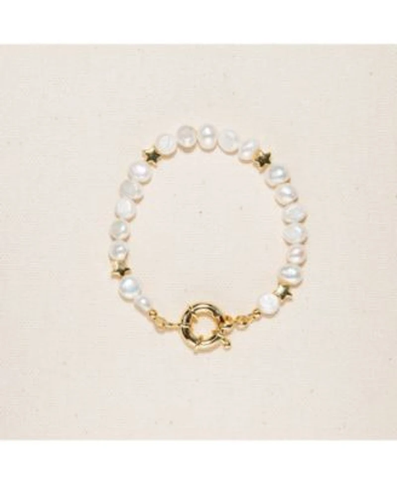 18k Gold Plated Freshwater Pearl With Star Pearl Twinkie Twinkie Bracelet 9 X22 For Women Girls
