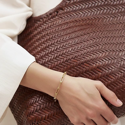 Joey Baby 18K Gold Plated Paper Clip Anne Bracelet 9" For Women and Girls