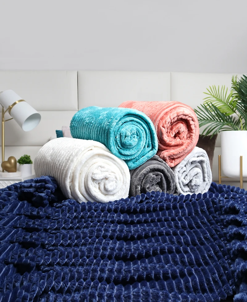 Nestl Cut Plush Lightweight Super Soft Fuzzy Luxury Bed Blanket, Queen