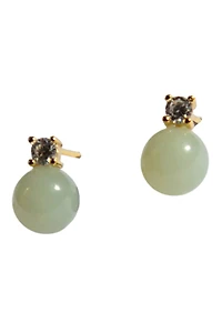 Esther — Green jade and zircon stud earrings
