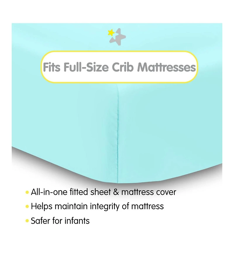 BreathableBaby All-in-One Fitted Sheet & Waterproof Cover for 52" x 28" Crib Mattress (2-Pack)