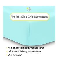 BreathableBaby All-in-One Fitted Sheet & Waterproof Cover for 52" x 28" Crib Mattress (2-Pack)