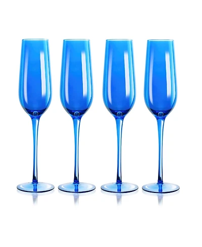 Qualia Glass Carnival Champagne Flutes, Set of 4